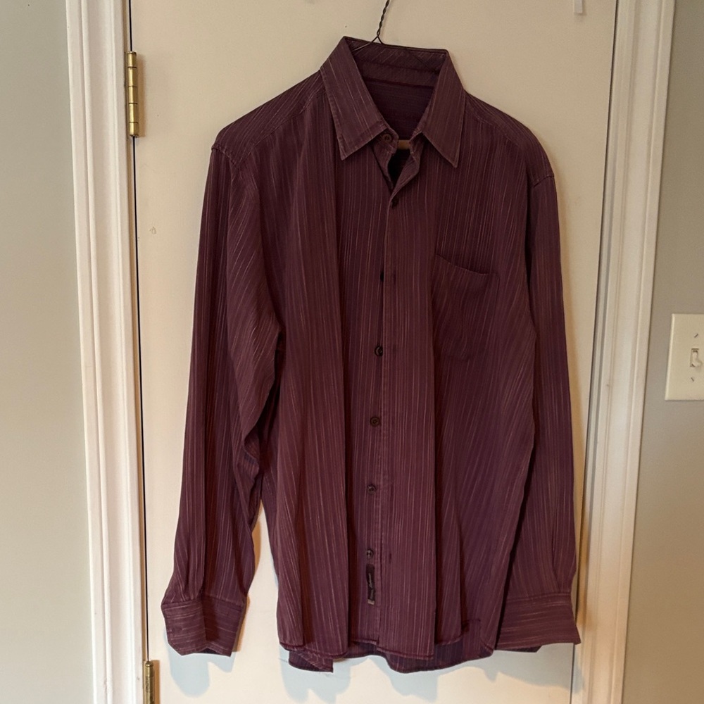 Kenneth Cole Men's Casual Purple Button Down Shirt